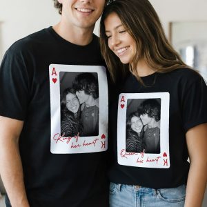 King And Queen Custom Vintage Couples Photo Matching - Personalized Photo Comfort Tee