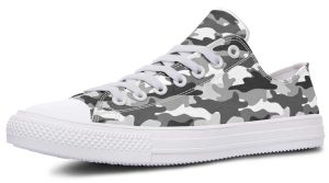 White-on-White Camo Low-Top Sneakers - Sleek Modern Design